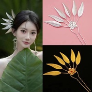 New Golden Alloy Leaf Crystal Flower Hairpin Hair Accessories for Women Thailand Ethnic Dance Party 