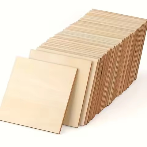 Wood Square 4x4inch Blank Wood Sheet for Crafts, Thin Unfinished Wood Squares for Wood Burning Paint