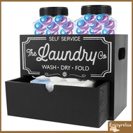 Dryer Sheet Container Large Capacity Laundry Sheet Dispenser with 2 Plastic Jars Wooden Laundry Drye
