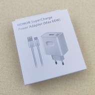 HONOR 66W EU US Charger Super Charge Fast Wall Adapter 6A สาย USB สําหรับ Honor X6C X9C X50 GT Magic