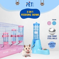 Hamster Small Pet Drinking Bottle 3 in 1 Feeding Bowl Rabbit Water Bottle Container 60ml 80ml 125ml 