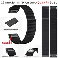 22mm 26mm Sports Watchband Nylon Loop Band Easy Quick Fit Strap For Garmin Fenix 7 7X 6 6X Pro 5 5X Plus 3 3HR 2 Epix Pro Marq Gen2 SMKA