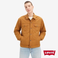 Levis 男款 寬鬆版輕量羽絨夾克 / 經典丹寧外套設計 薑黃 熱賣單品