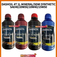 DASH OIL 4T 1 LITER MINERAL SEMI SYNTHETIC SAE40 20W50 10W40 15W50 MINYAK HITAM 4T MOTORSIKAL YAMAHA