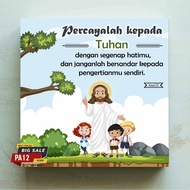 Hiasan Dinding Pajangan Dekor Poster Kayu Ayat Alkitab Yesus dan Anak