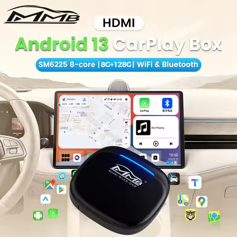 MMB Max 5.0 Smart Box CarPlay Wireless Android Auto AI Box Andriod13 TV Box QCM6225 8Cores 8+128G TF