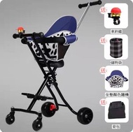 ONE - 折疊兒童四輪嬰兒手推車 簡易輕便折疊背包BB車(黑色)
