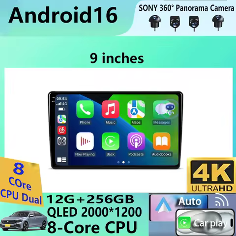 9" Android 16 DTS 2000x1200 QLED Screen All In One Universal Auto Stereo GPS For Volkswagen Nissan H