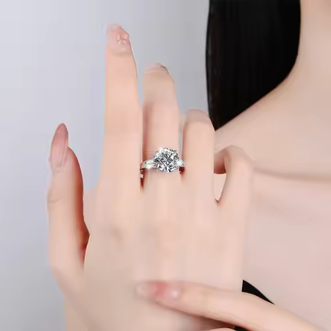 Stylish Ring Women's 5 Carat Moissanite PT950 Platinum - PT950 Pure Platinum Texture, D-color Pigeon