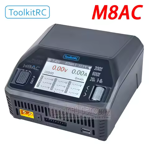 ToolkitRC M8AC Smart Lipo Battery Charger Discharger AC 200W DC 600W 20A for 1-8S LiHV Lipo Battery 