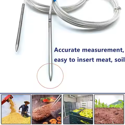 NTC\PT100\PT1000 Class A Temperature Sensor 4X100mm Needle Tip Wire Shielded Cable 1-8m Meter Food G