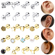 SPORCLO 20G Ear Piercing 1 Pc Surgical Steel Stud Earring Crystal Earring Flower Earring Helix Earri