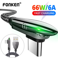 FONKEN Cáp Sạc Nhanh 66W 6A 66W USB Type C 90 Độ Sạc Nhanh Usb C Dây Sạc Dữ Liệu Type-C USB-C Cho Đi