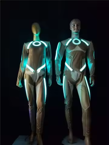 LED Tron Light Costume Women Luminous Clothing Man Light Up Gogo Dance Dress Glow Clothing Cosplay C