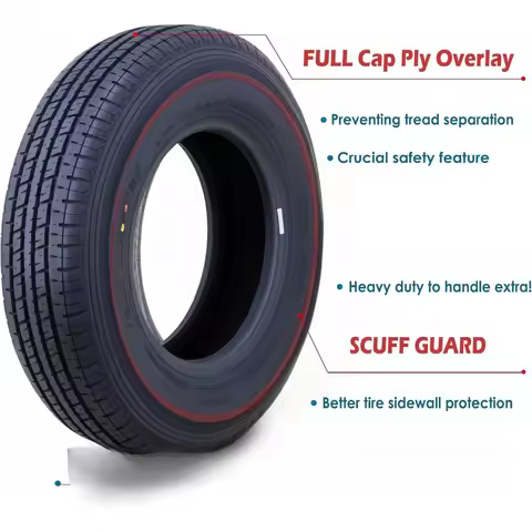Steel Belted Radial Trailer Tire ST175 80R13 6 Ply Load Range C with Scuff Guard-Fully upgraded