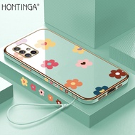 Hontinga เคสโทรศัพท์สำหรับ Samsung Galaxy A71 5Gเคสโทรศัพท์ TPU ทรงสี่เหลี่ยมนิ่มเคลือบโครเมี่ยมหรูหราลายดอกไม้แฟชั่นสีสันสดใสป้องกันกล้องเคสยางกันรอยสำหรับเด็กผู้หญิง