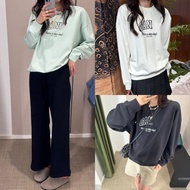 GANNI Autumn and Winter New Simple Style LOGO Printed Thin Velvet Loose Round Neck Sweatshirt Pure C