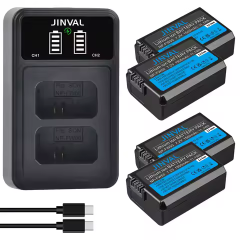 JINVAL NP-FW50 Battery 1500mAh NP FW50 Rechargeable Batteries For Sony A6400 A6300 A6500 A7 A7II A7R