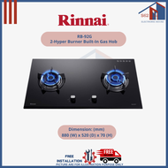 RINNAI RB-92G 2-Hyper Burner Built-In Gas Hob Schott Glass (black) Top Plate -