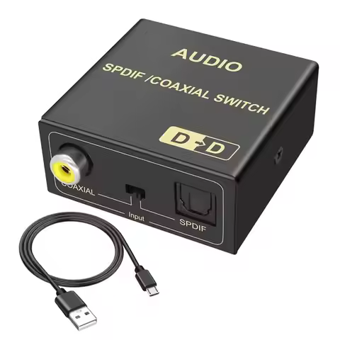 B68C Fiber Optic To Coaxial Digital Audio Converter TV Connection Adapter For Digital Audio Systems