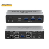 USB-C+HD Dual Monitor KVM Switch 4K 60Hz 2 in 2 Out - 8K@60Hz -Compatible Splitter with Remote EU Pl