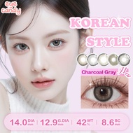 【0.00~-8.00】Eyecandy 14.0mm Contact Lens Eyes Power Gray natural look Big Eyes Black Soft lens