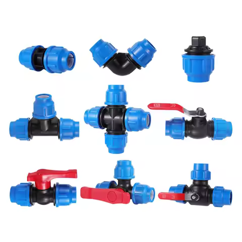 50mm Tee Straight Elbow End Cap PE PVC Pipe Fittings Garden Agriculture Irrigation System Water Tube