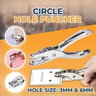 Single Hole Puncher 3mm / 6mm Circle Paper Puncher Heavy Duty Metal Handheld Puncher for DIY