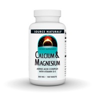 Source Naturals Calcium & Magnesium, Amino Acid Chelate with Vitamin D-3, 300 MG - 100 Tablets