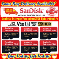[Same Day Delivery Available*] SanDisk Extreme Pro microSD Card 32GB/ 64GB/ 128GB/ 256GB/ 400GB/ 512GB/ 1TB V30 U3 A2 UHS-I (Up To 200MB/s Read) (*Order before 2pm on Working Day, will Deliver on Same Day, Order After 2pm, will Deliver Next Working Day.)