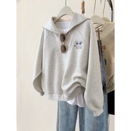 sweatshirt woman half zipper sweatshirt Gray Lapel Half Zipper Sweatshirt - Women's Autumn Winter Fa