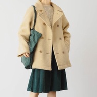 法式復古 少女羊羔毛 雙排扣大衣外套