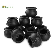 12Pcs Mini Black Cauldron with Handle Halloween Mini Witch Cauldron Halloween Pot Candy Holder for H