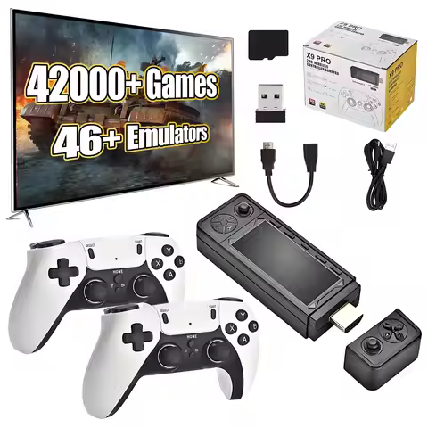 X9 Pro Retro Game Stick 4K,Preloaded Game Console 37000+ Classic Games 45+ Simulators,2.4G Wireless 