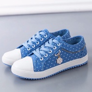 【Hot Sale 】Korean Woman Sneaker Light Blue Pokedot Sports Shoes Saiz 35-40❤️