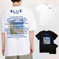 'Yung Kai - Blue 'song design fan clothing unisex pure cotton thick cloth T-shirt