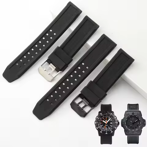 Men Black Rubber Watch Band for Luminox Silicone Strap 3051 8800 3080 1820 7251 3050 Watch Strap 20 