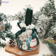 Pinkcat Christmas Velvet Gift Bag Santa Drawstring Bag Candy Apples Handle Bag Christmas Tree Hanging Decoration New Year Christmas Gift SG