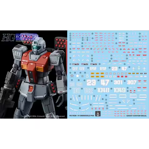 YAN Decal for HG 1/144 GTO 79 RGM-79 GM/MISSILE POD Assembly Model Building Tools Hobby DIY Fluoresc