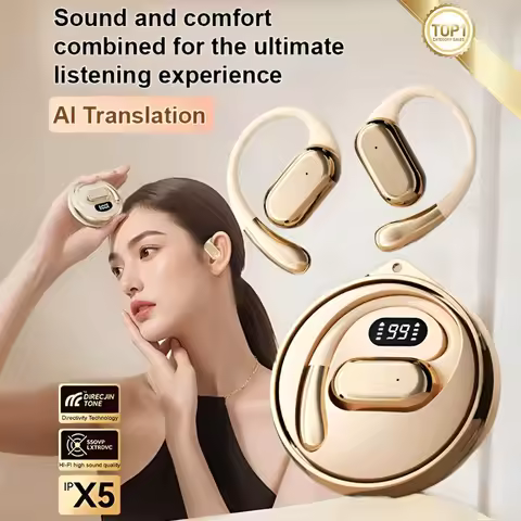 Wireless Bluetooth Open Translation Headset Magnetic InEar Digital Display Rotating OnEar Headset