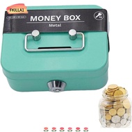 FKILLAONE Money Box, Metal with Coin Slot Cash Box, Lockable Sturdy Handles Security Coin Saving Box