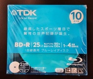 TDK Blu-ray Disc BD-R 25GB (BRV25PWB10UB) - 1 Box with 10 Packs, Brand New
