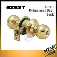 EZSET Gold Door Knob Lock BP-100CU Cylindrical Entry Lock Set with Keys for Wooden Door