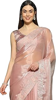 Women's Organza Solid Saree With Unstitched Blouse Piece(FF0MAHEK737E_MK_Parent)