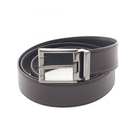 【二手】 Salvatore Ferragamo Ferragamo 男士皮帶，銀色五金，雙面可用，黑/ブラウン皮革，二手 A