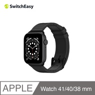 SwitchEasy魚骨牌 Apple Watch Hybrid矽膠真皮革錶帶8/7/6/5/4/3/2/1/SE/ 黑色/ 38-41mm