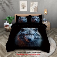 3-piece set, wolf pattern printed bedding set, queen, king, double bed, for bedroom, guestroom, hote