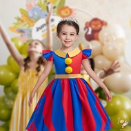 Circus Pomni Girls Costume Dress Kids Halloween Party Pomni Jester Costume Dress for Vacations Holid