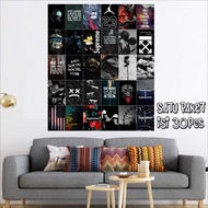 [ISI 32 PCS] Poster Dinding Kamar Black Aesthetic Ukuran A4 A5 A6 Dekorasi Kamar Cowok Hiasan Dindin
