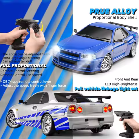 LDRC 1899 1/18 RC Drift Car LD1899 GTR Mode R34 2.4GHz RWD with Gyroscope on-Road Alloy Body Shell R